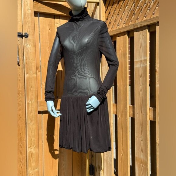 🆕 RAT & BOA 🧿 NWOT Lui Sheer Mesh Long Sleeve Mini Dress, Black - Sz M - Picture 4 of 13